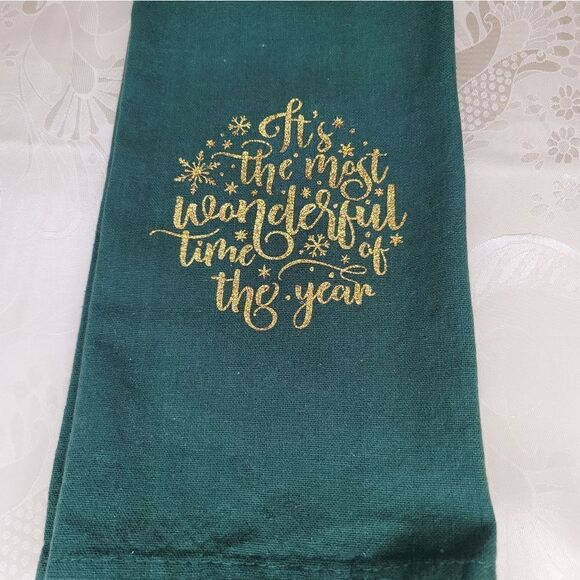 100% Cotton Green Christmas Dish Towels - Picture 4 of 5